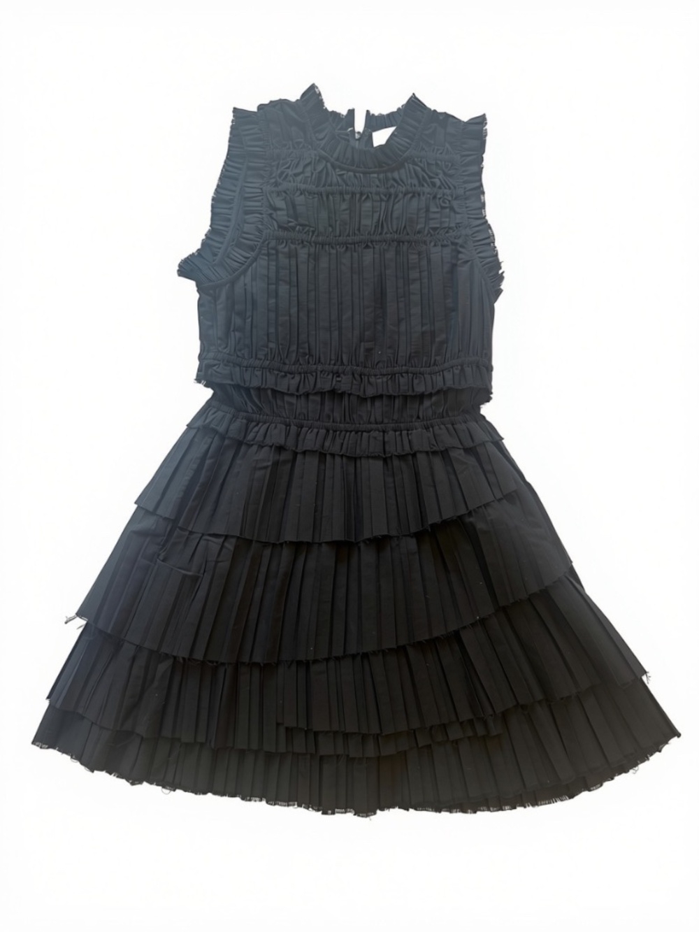 Sea New York Black Tiered Ruffle Mini Dress with Smocked Bodice